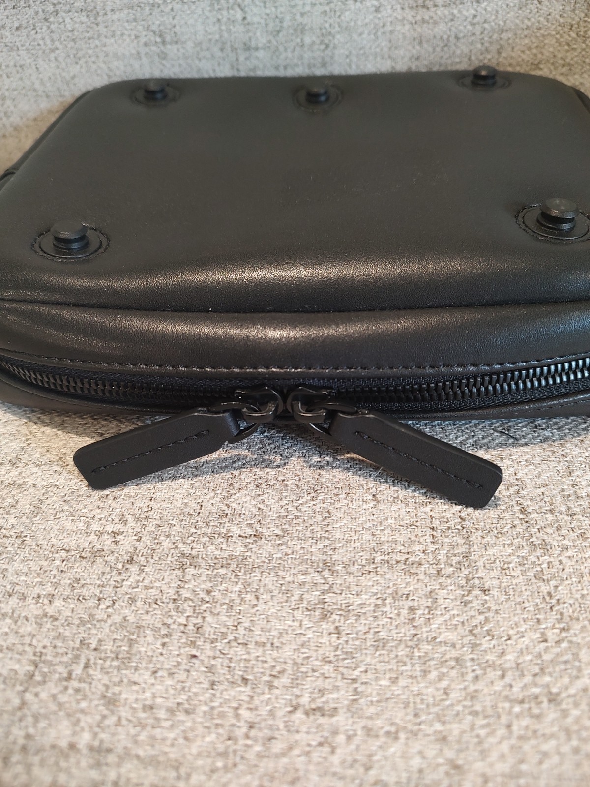 Monos Black Toiletry Case Zip Around Vegan Leather-Used