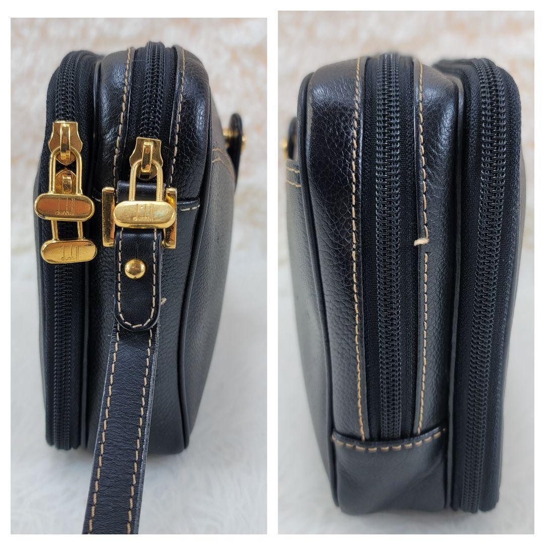 Dunhill Black Leather Clutch Second Bag Gold Hardware 23cm