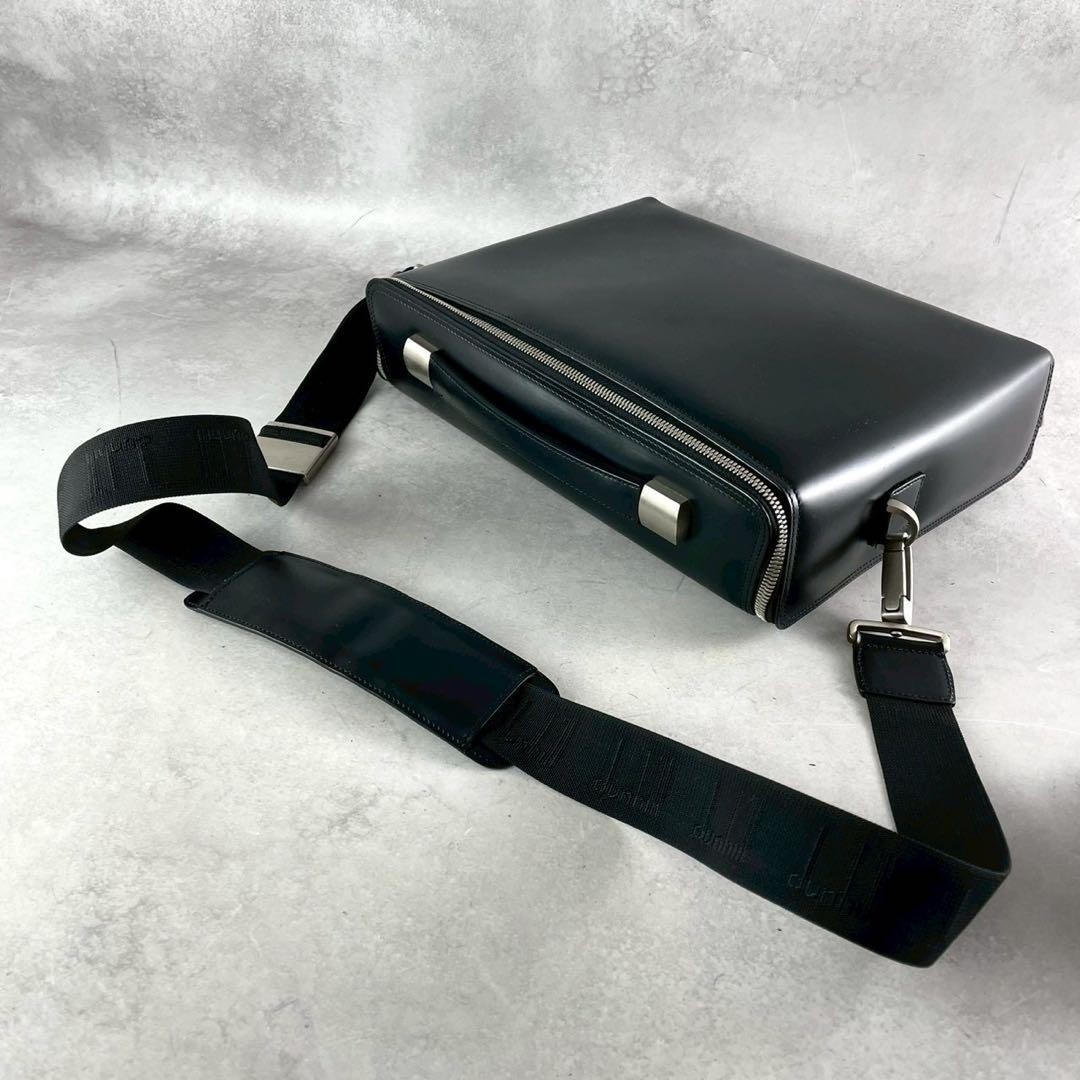 Dunhill Briefcase Business Bag Shoulder Bag Black Leather Zip Around 2way Men’s