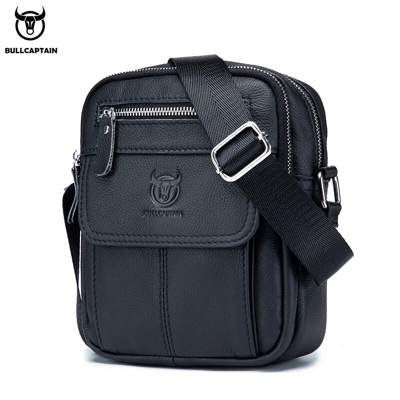 BULLCAPTAIN Men leather Shoulder Crossbody Travel Messenger Chest Sling Bag