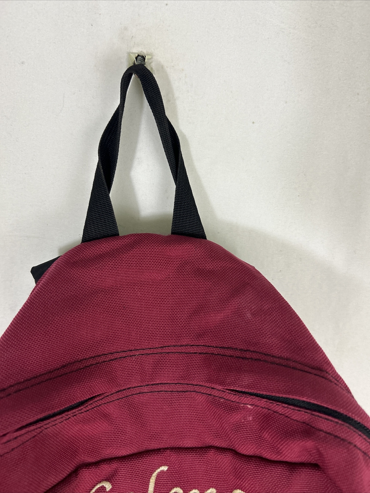 Vintage Jansport Backpack Maroon Red Brown Suede Bottom Embroidered “Selena”