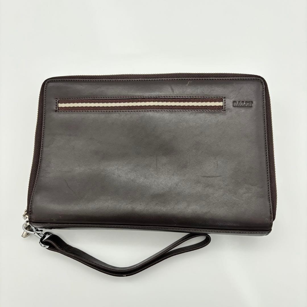 Authentic BALLY Leather Clutch Bag 16cm Brown Men’s Formal Accessory