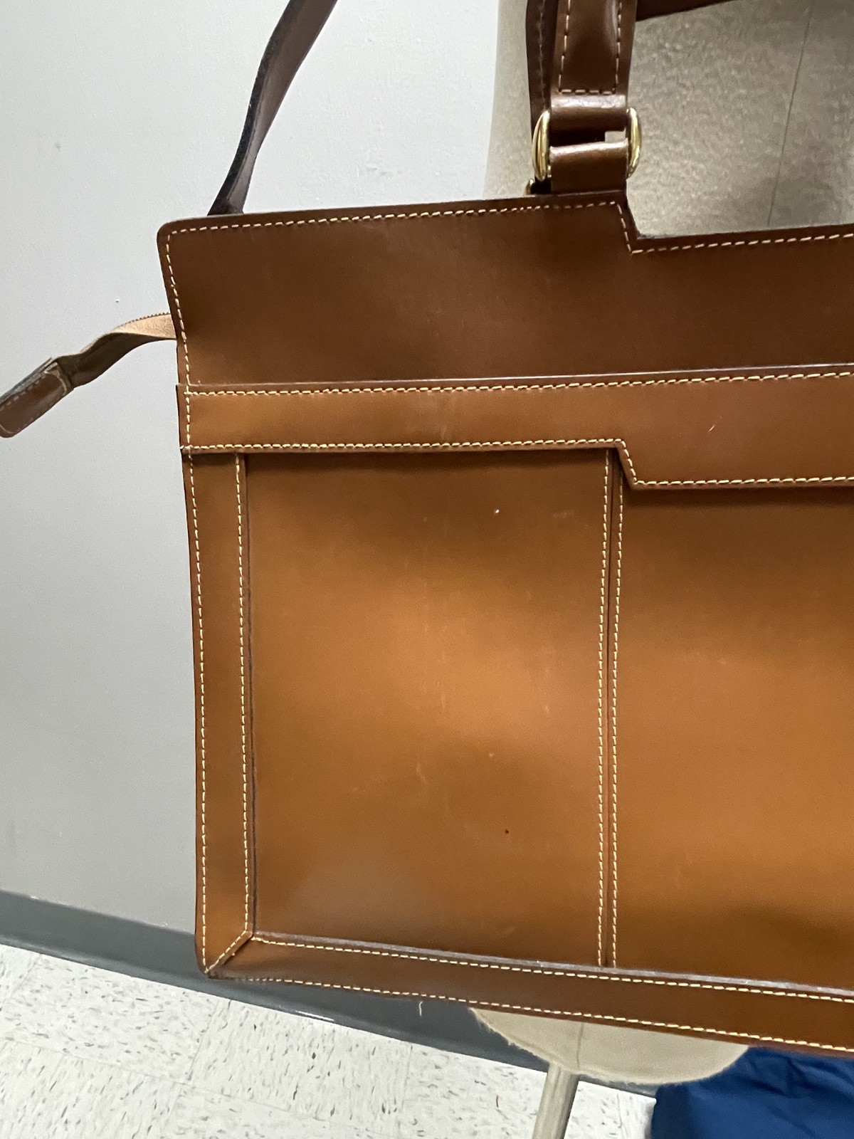 Vintage HIT Leather Briefcase Mens Shoulder Strap Portfolio Bag 90s Taiwan