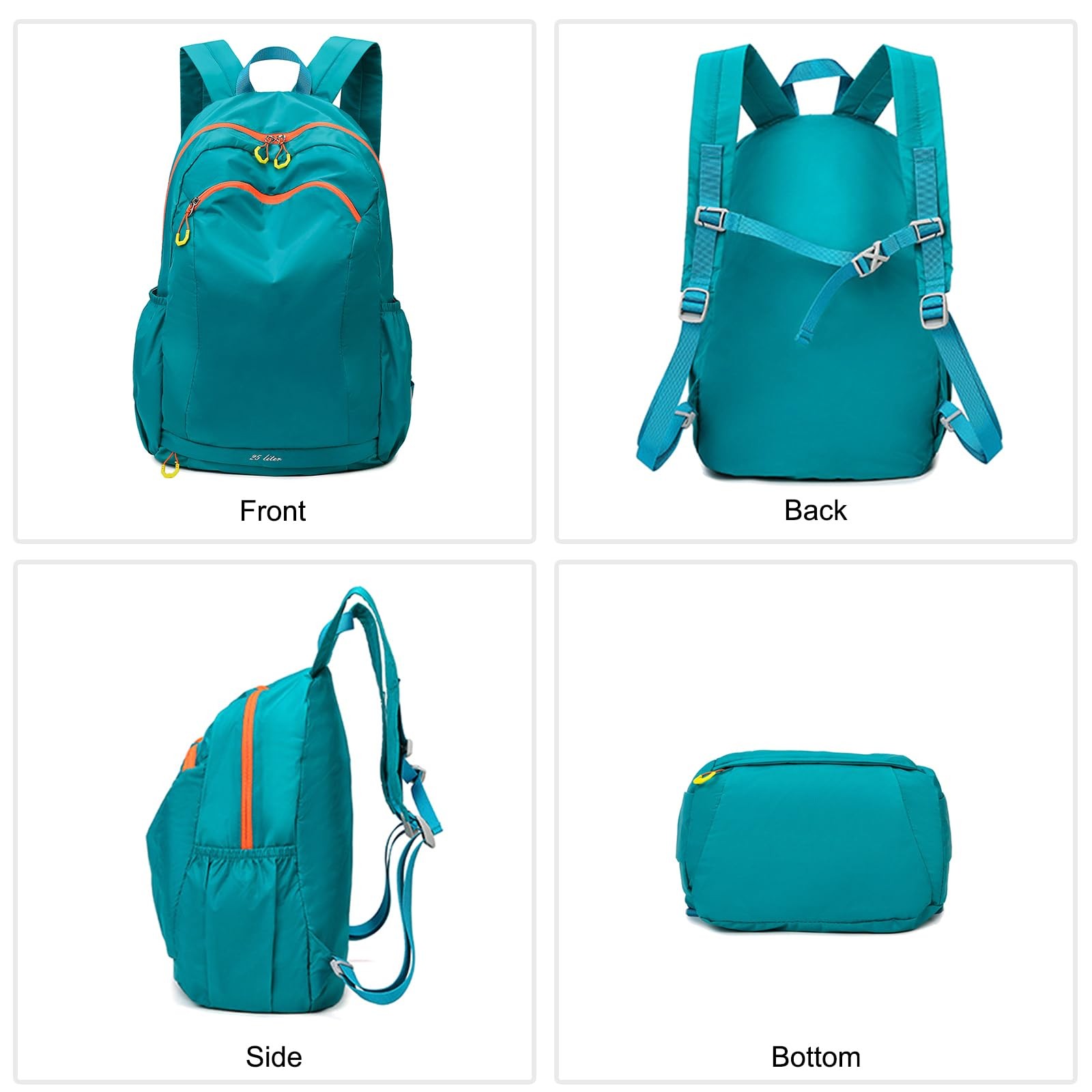 Casual Backpack Daypack 25 L Waterproof Lightweight Rucksack Black 1 PCS