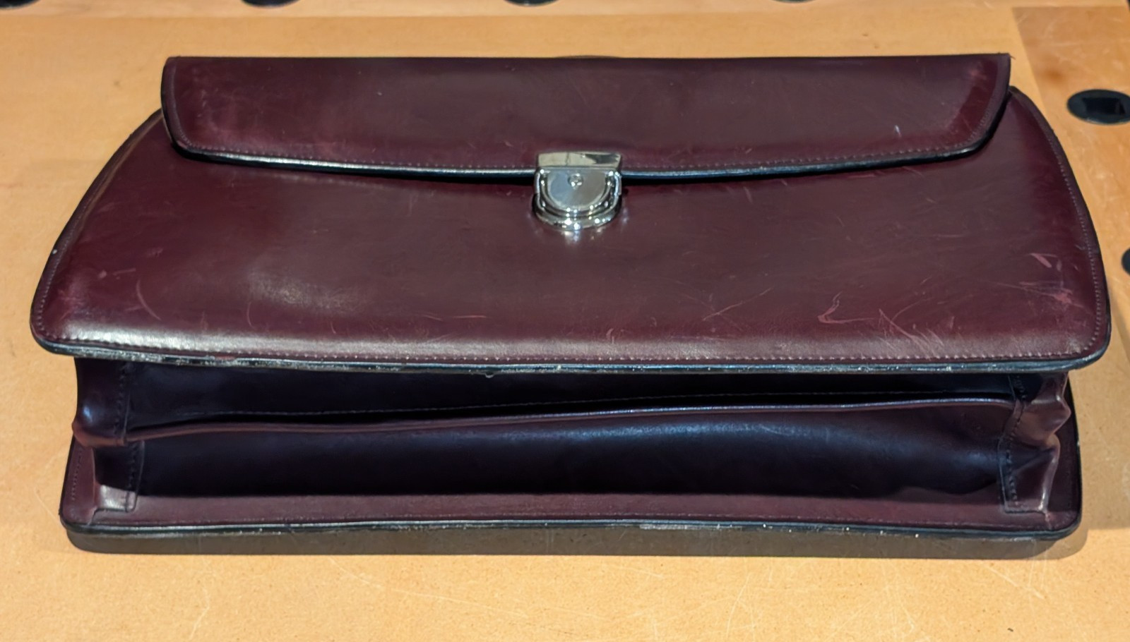 VTG Burgundy Leather Briefcase Jack Georges Originals Lockable w strap & key