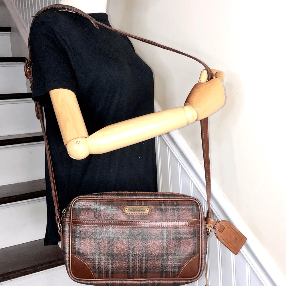 RALPH LAUREN Tartan Plaid Crossbody Adjustable Shoulder Strap Messenger Bag