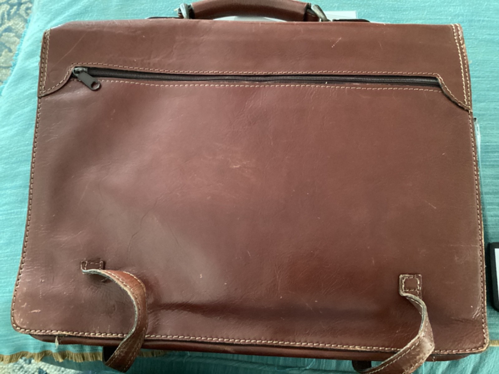 brown leather executive satchel briefcase with strap from spain