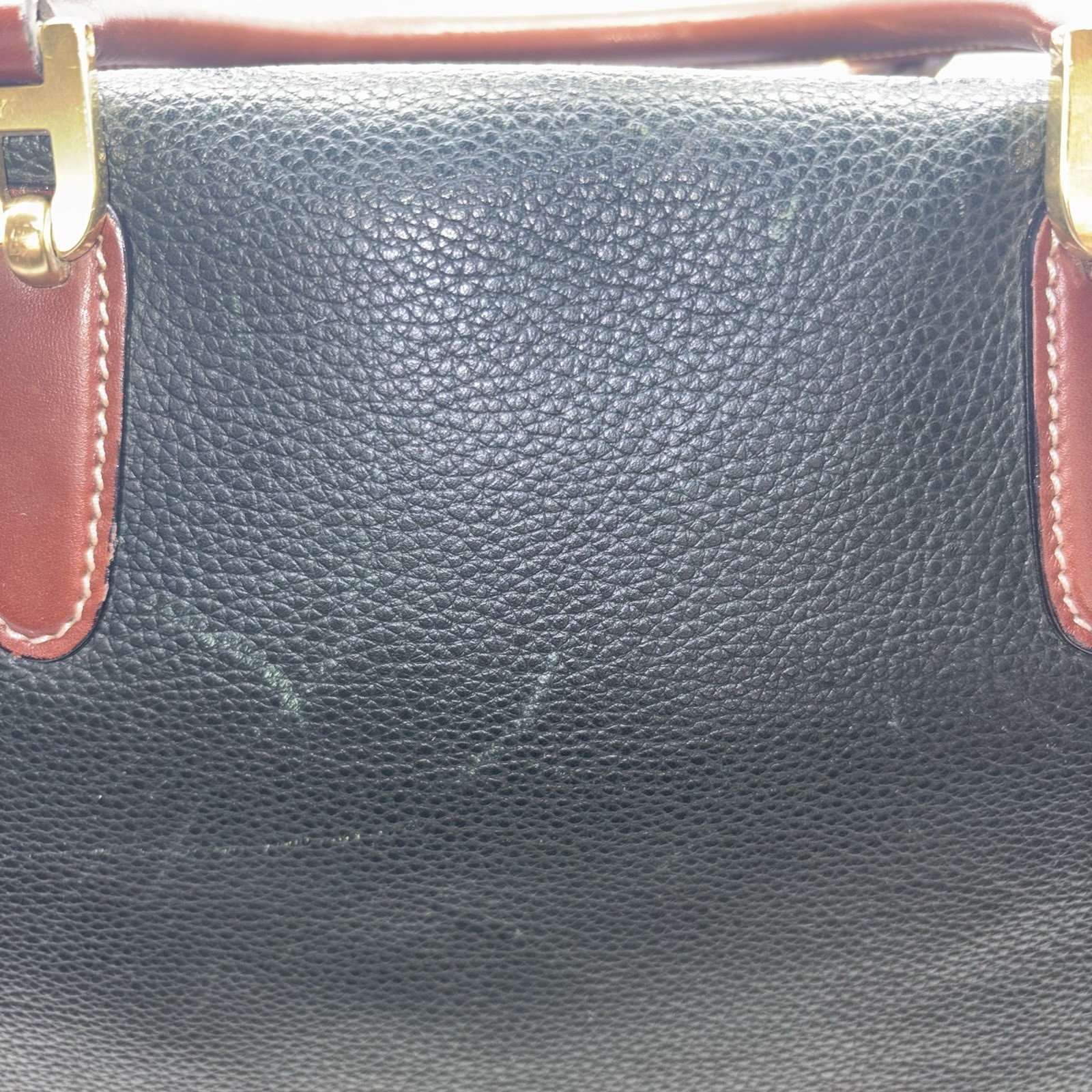 Bally Pebbled Leather B Logo Briefcase Gold Brass Hardware Office Travel VTG