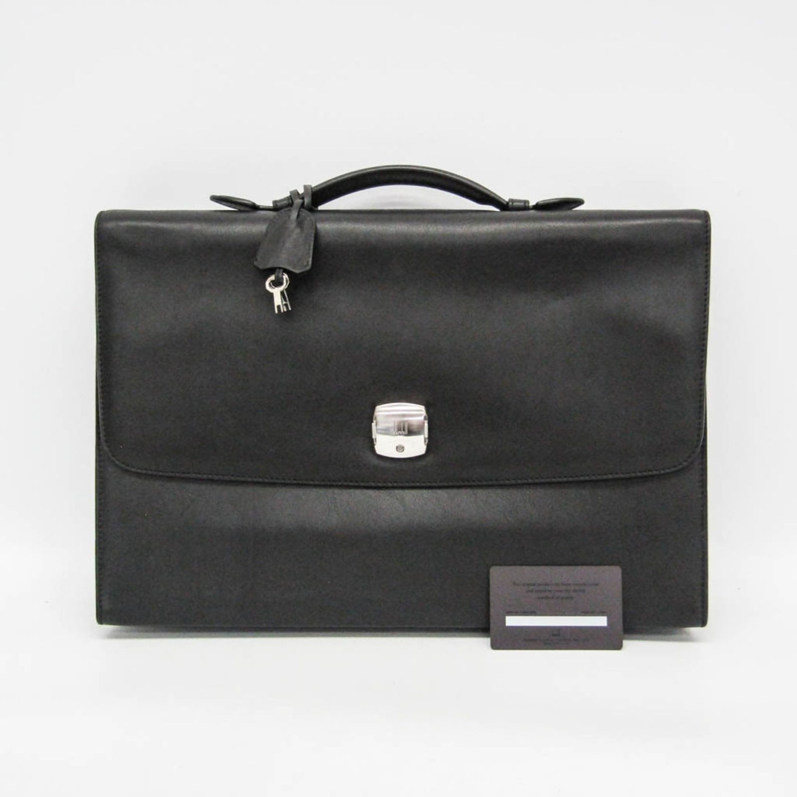 Dunhill MULSANNE Briefcase Business Bag Black Leather Flap Push Lock Men’s