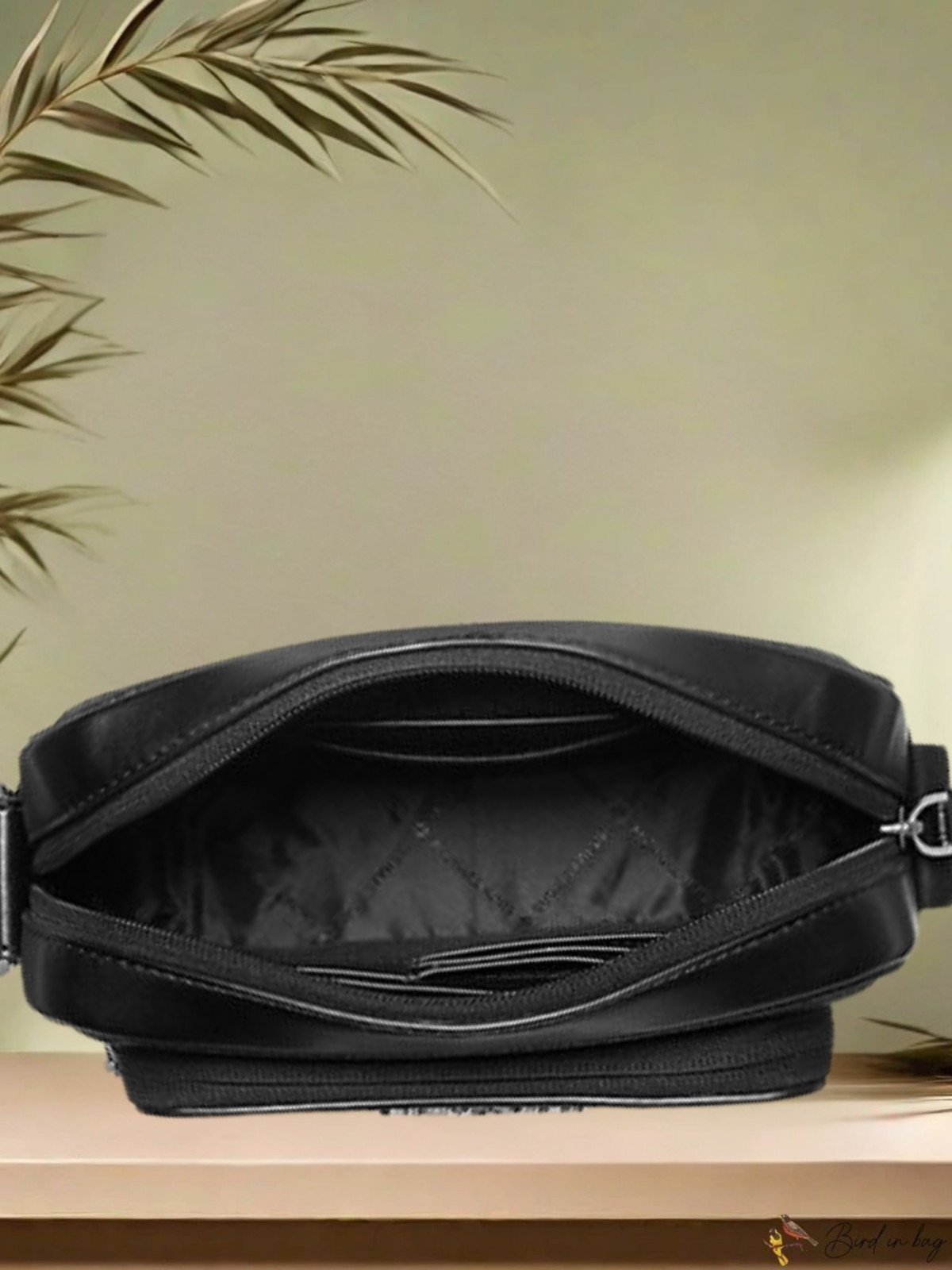 Michael Kors Cooper Men MK Logo Camera Double Zip Shoulder Bag + Pouch Black