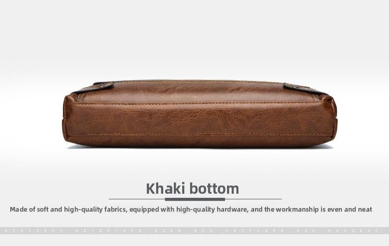 Men’s Solid Color Retro Pu Leather Shoulder Bag, Casual Business Messenger Bag
