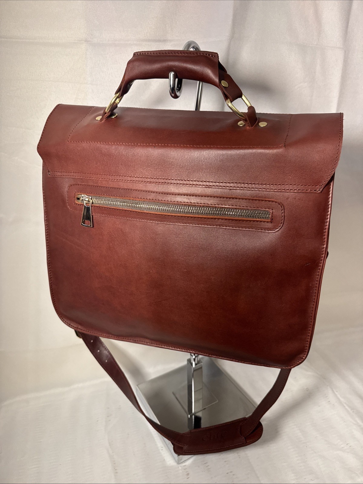Elite Lifestyles Leather Briefcase Cognac Brown