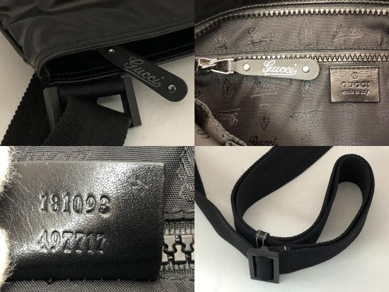 Gucci Crest Emblem Shoulder Messenger Bag Black Vintage Authentic 30×35.5x1cm