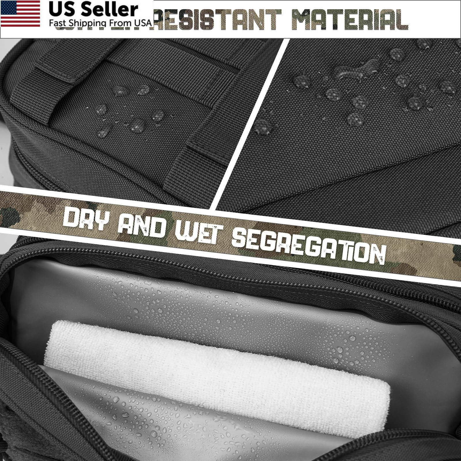 QT&QY Tactical Toiletry Bag For Men 10.4 x 4.3 x 5.9 inches, 1 US Black