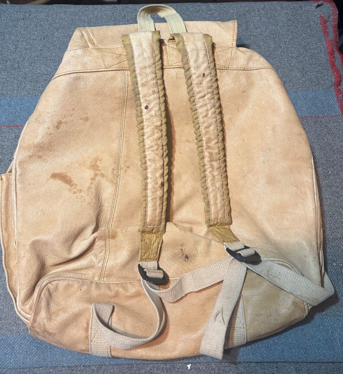 Vintage Genuine Leather Drawstring Backpack Tan Khaki Vintage Style Men’s Camel
