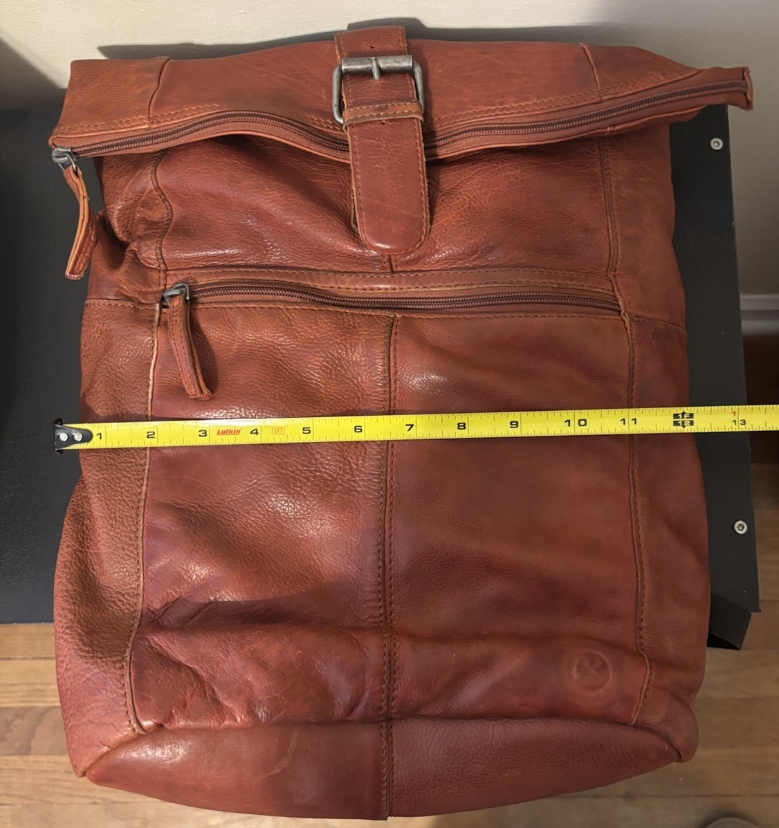 Hide & Stitches Rolltop Leather Backpack – Dark Cognac