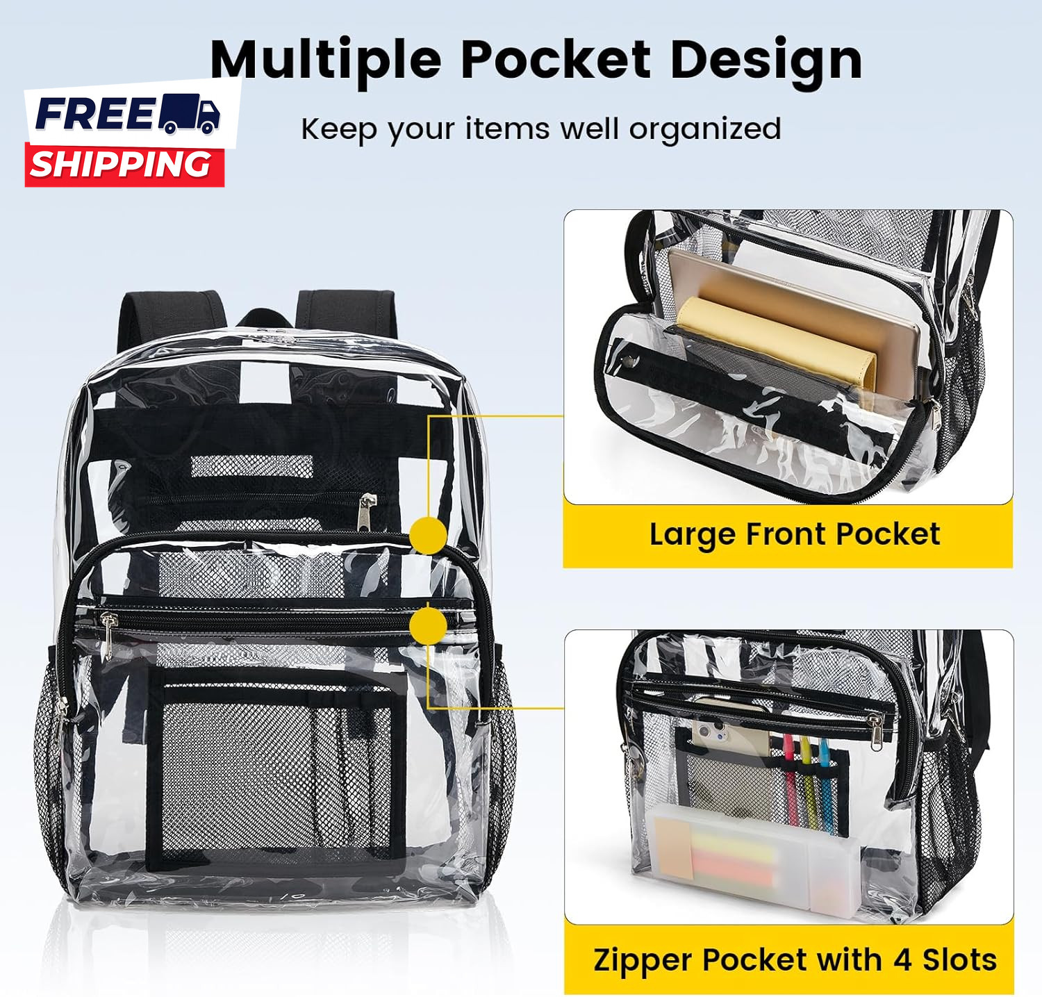 Clear Backpack Heavy Duty Clear Bookbag Large See through Backpack Plastic