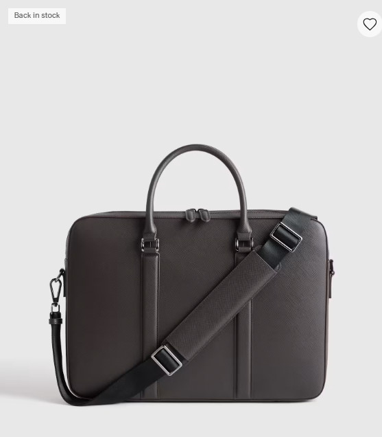 NWT QUINCE ITALIAN SAFFIANO LEATHER BRIEFCASE LAPTOP BAG HICKORY MSRP $174