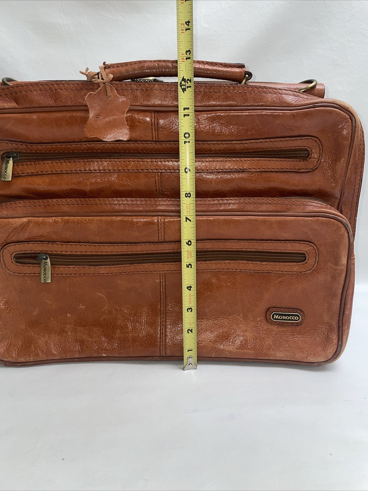 Vintage Morocco Brown Leather Shoulder Messenger Briefcase Bag