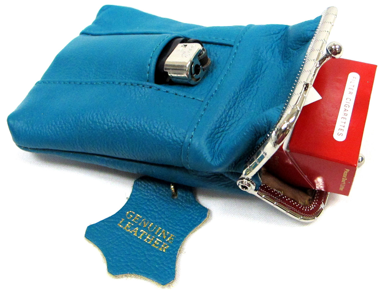 2pc in 2Color Leather Cigarette Soft Case TURQUOISE 100s+120s Blk Brown Pink Red