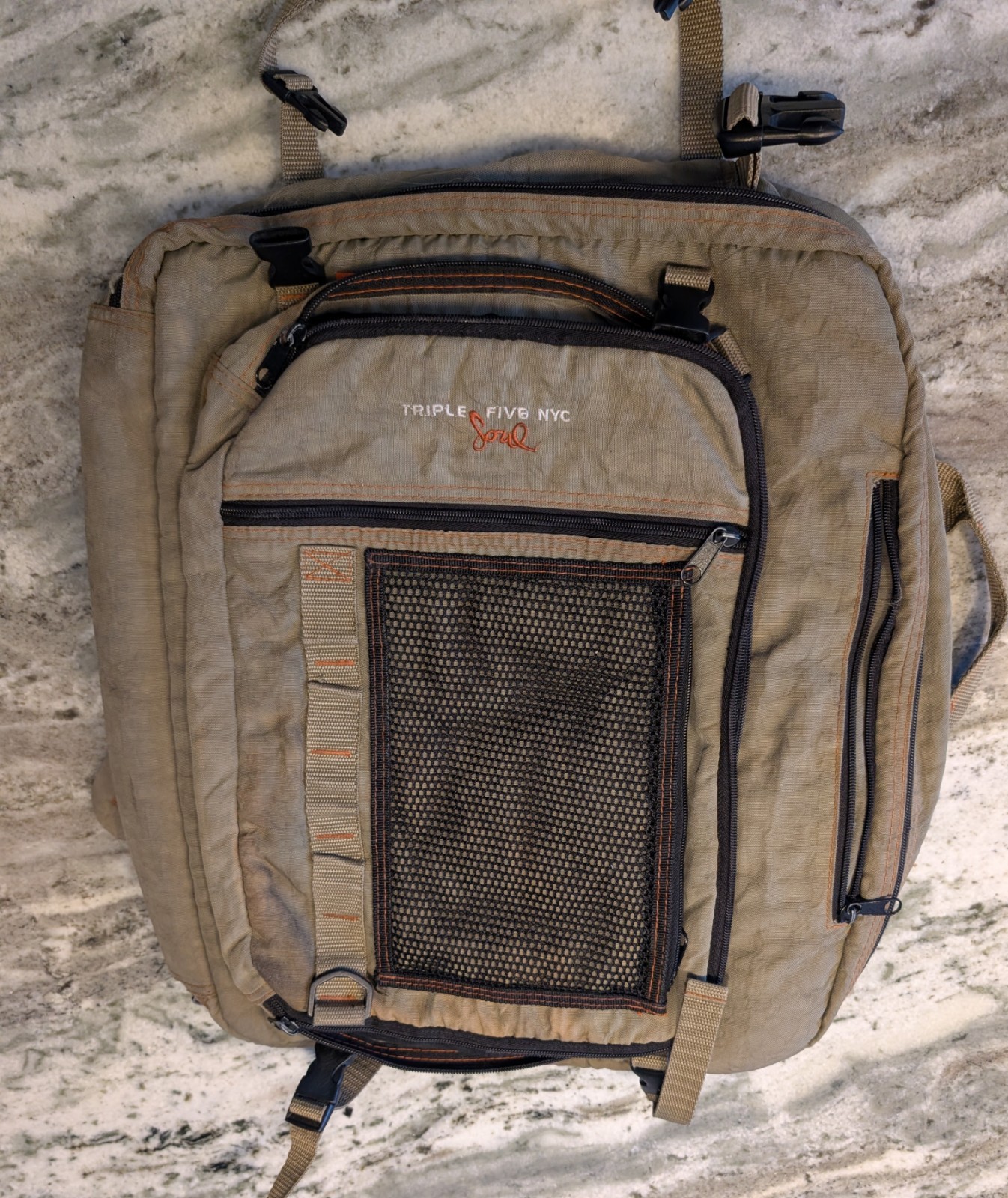 Vintage Triple Five Soul NYC Messenger Backpack Convertible 90s 2 in 1 Green