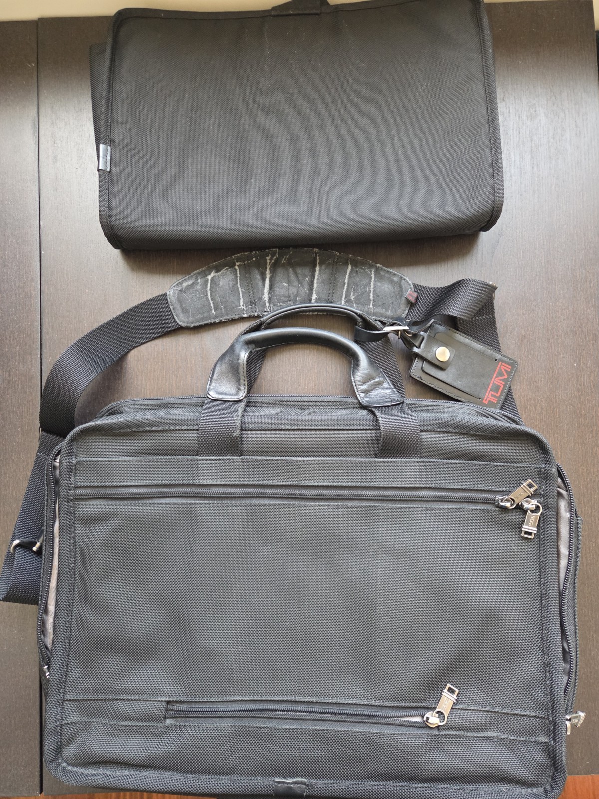 TUMI Alpha Black Canvas Expandable Laptop Briefcase Crossbody 26041D4