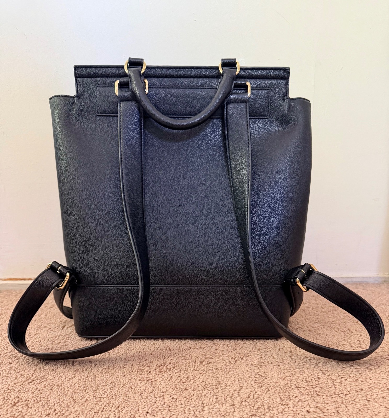 Modern Picnic Leather Laptop Backpack, Black, 14.25″x11.5″x6″