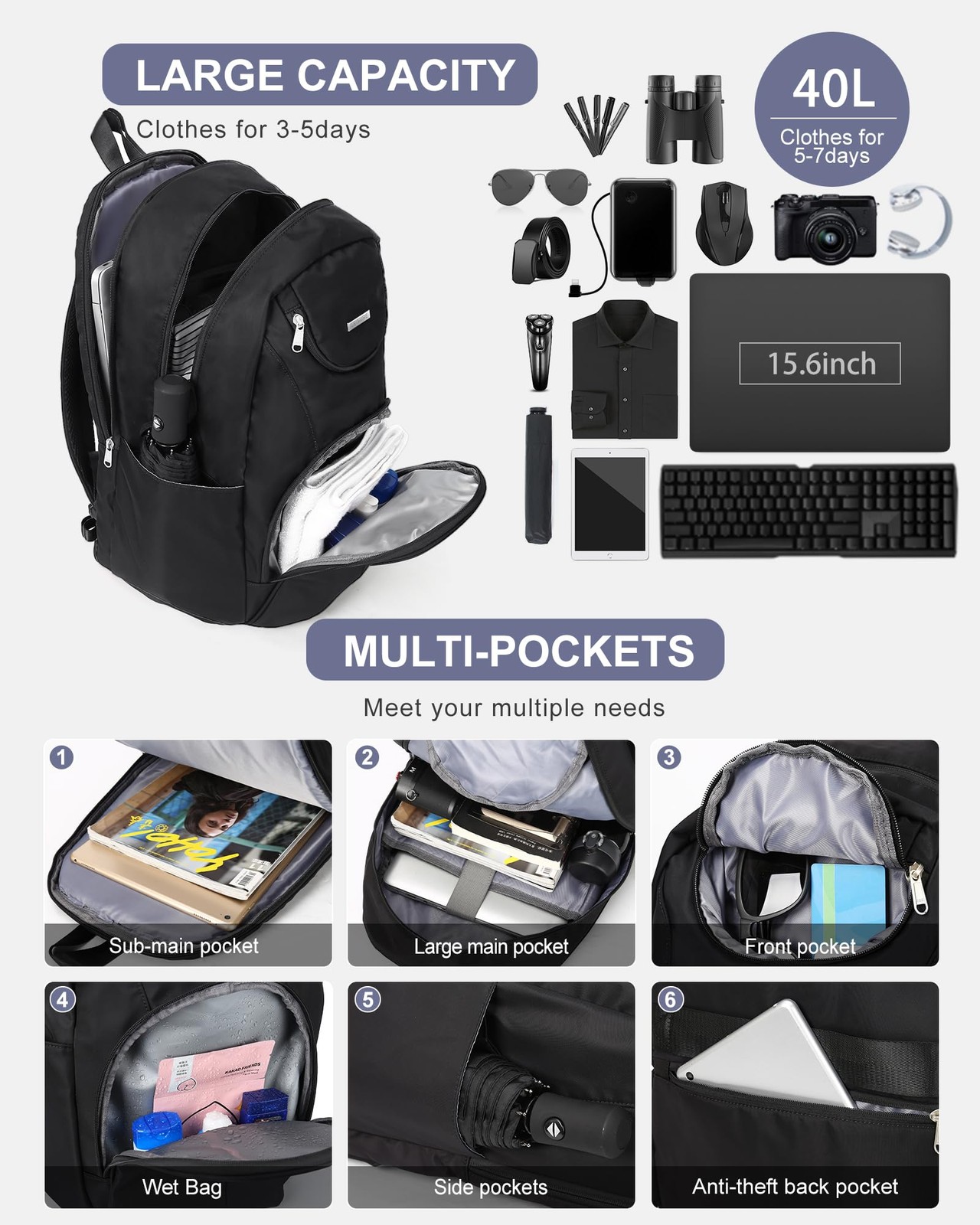 Sports Backpack for Men Women Work Commuter Causal Daypack Hiking Gym Workout…