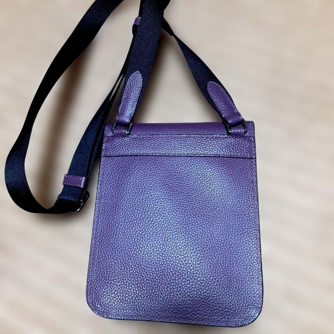 Coach Purple Leather Sacoche with Flap Buckle Used