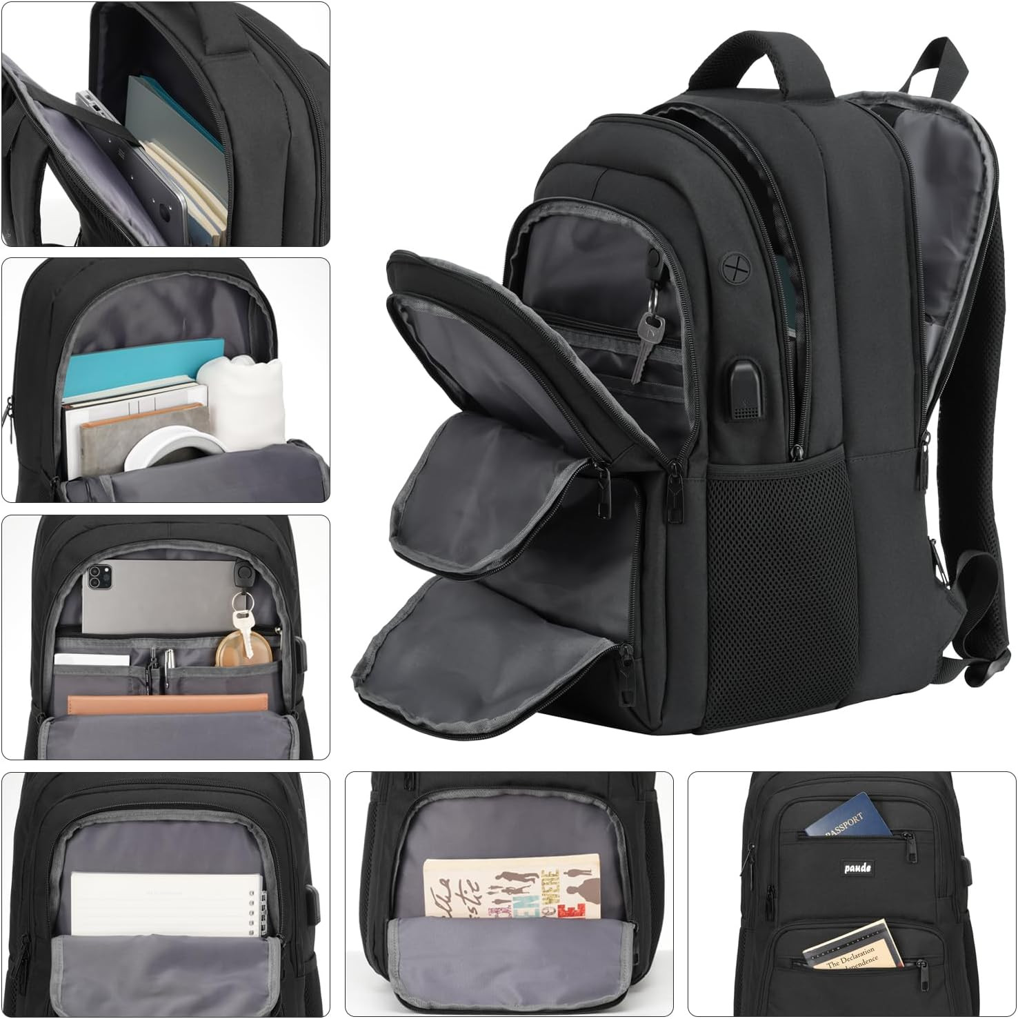 15.6” Laptop Backpack USB School College Travel Business Bag Anti Theft