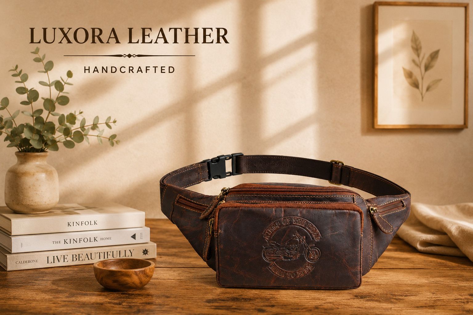 Genuine Leather Travel Waist Bag Bum Bag Hip Pouch Belly Pack 5 Zip Compartments