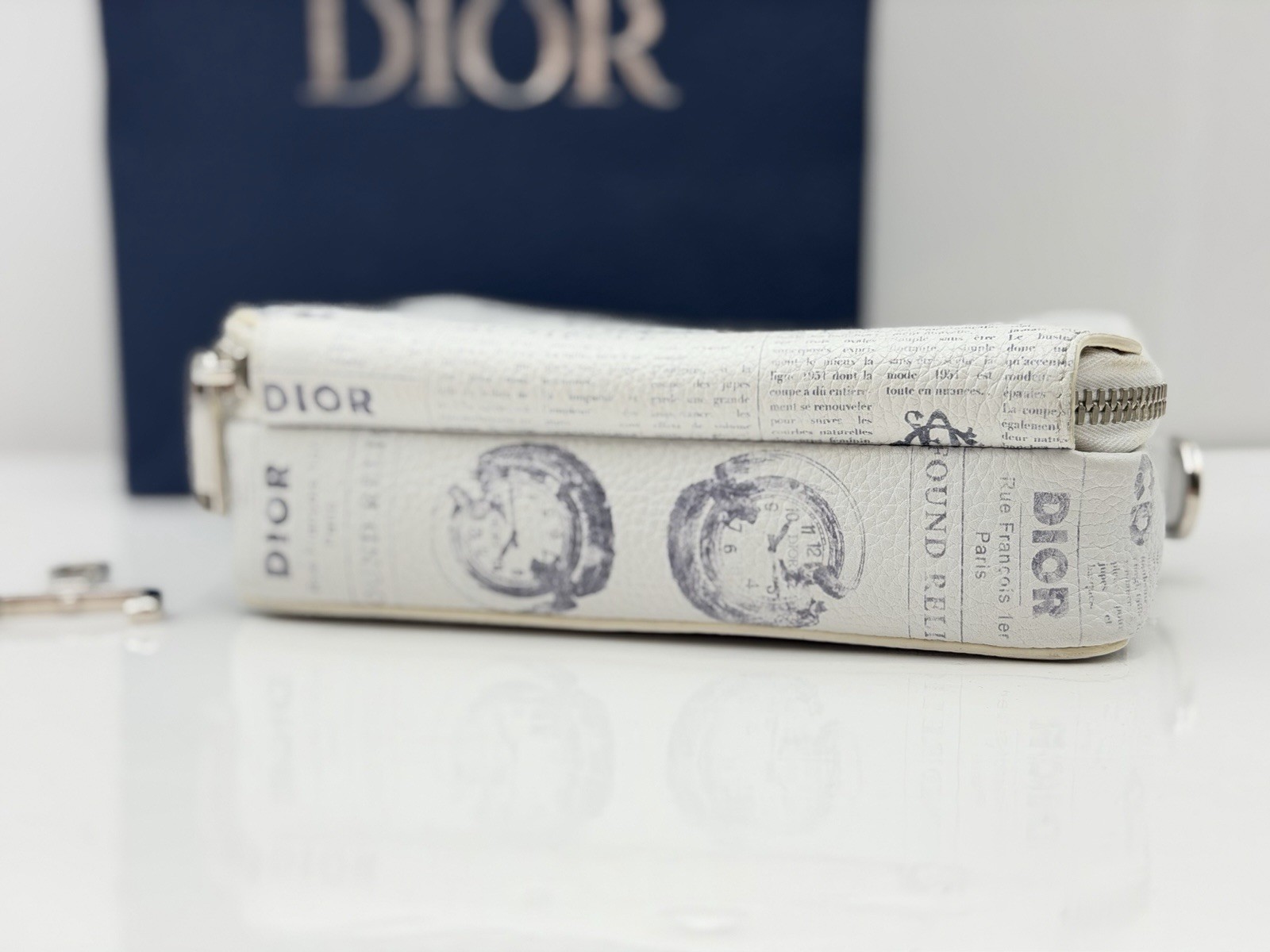 Christian Dior X Daniel Arsham 2019 White Leather Newspaper Bag