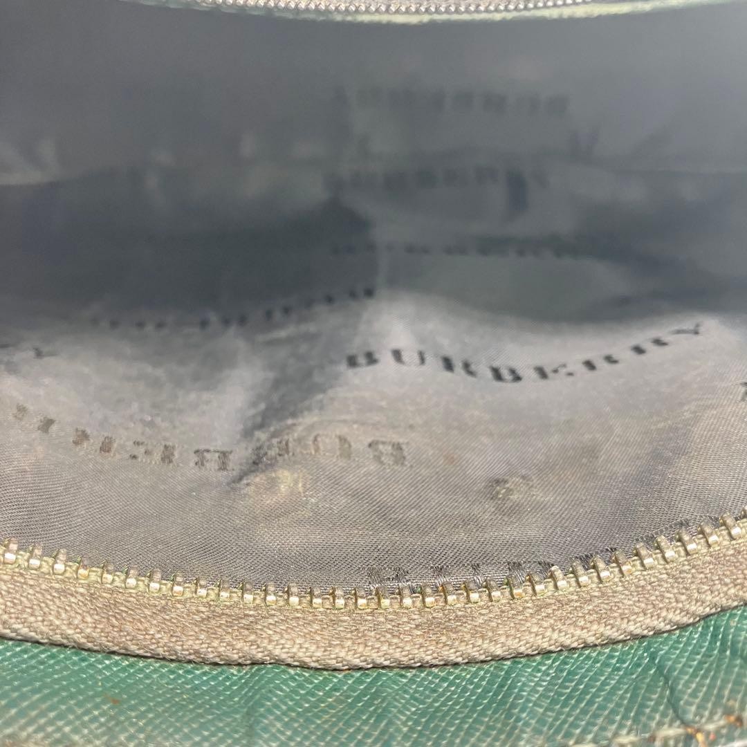 Authentic Burberry Leather Clutch Bag Green 25.7cm x 18cm x 6.5cm Damaged