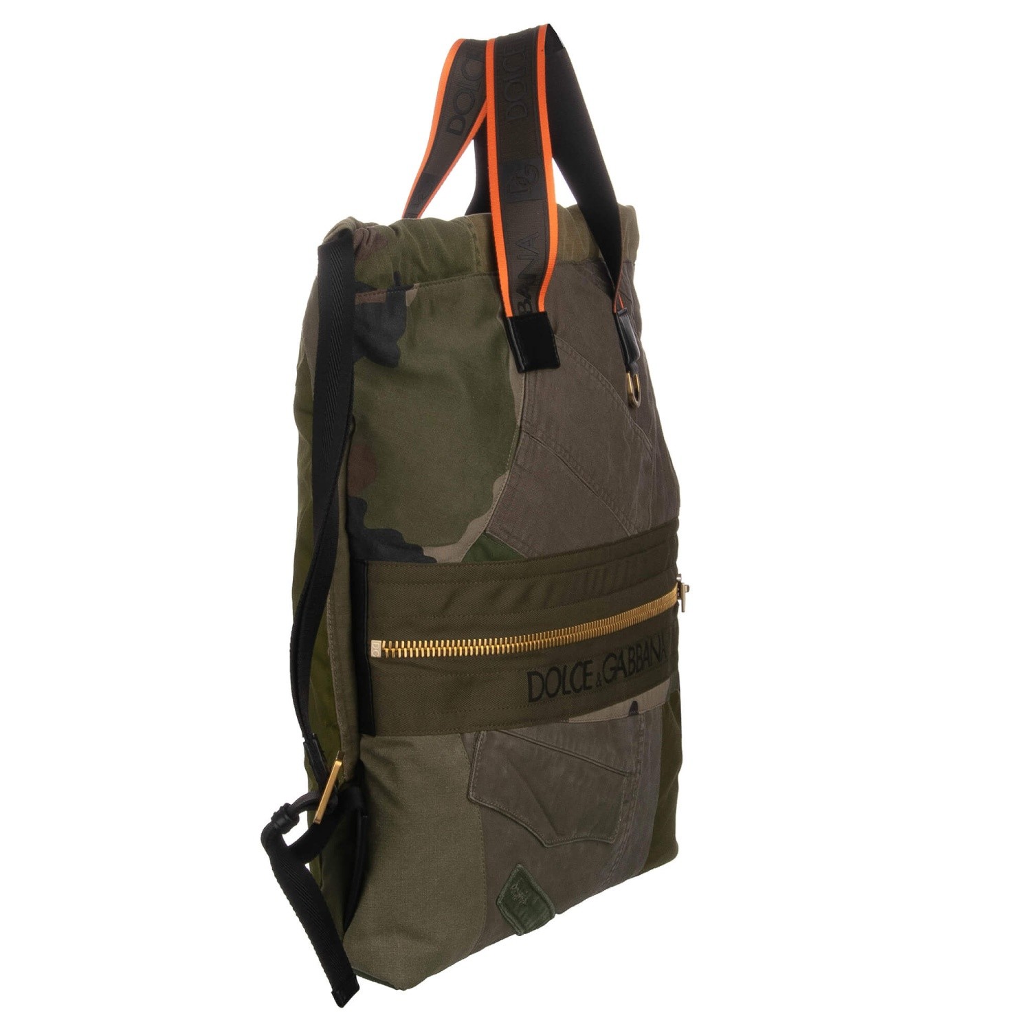 DOLCE & GABBANA DG Logo Military Patch Pocket Green Camouflage Backpack Bag