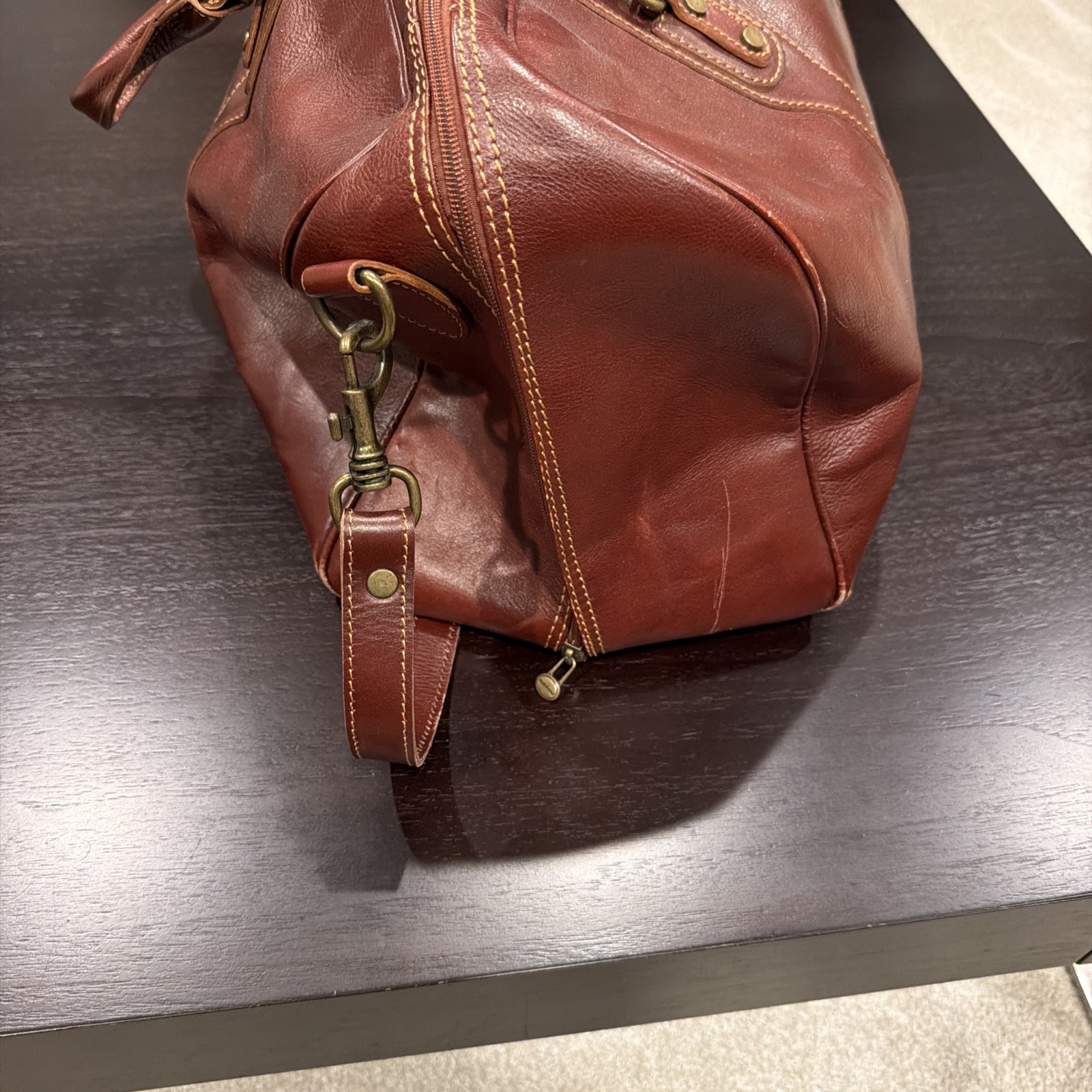 Cenzo Italian Calf-Skin Leather Cenzo Italian Holdall Leather Duffle Bag
