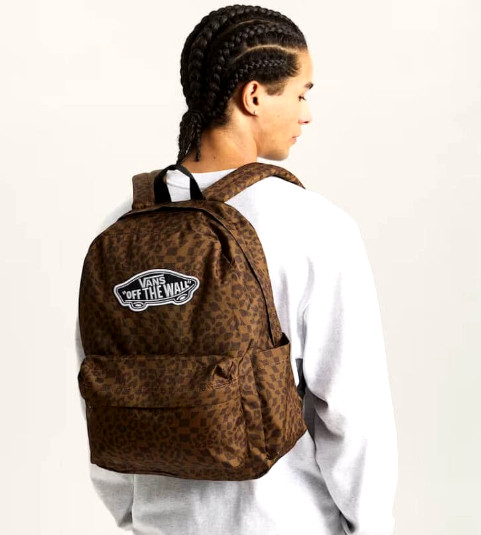 NWT Vans OLD SKOOL CLASS BACKPACK Travel Gym School Bag BROWN BLACK Animal Print