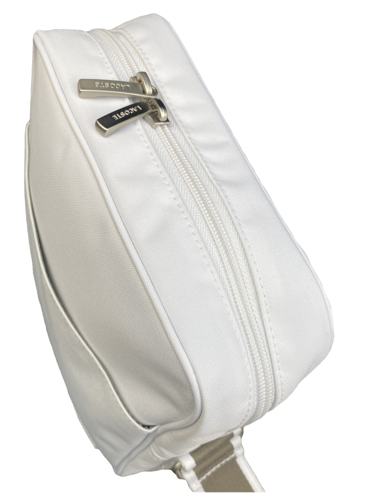 LACOSTE MESSENGER BAG Small Vintage L71 Casual 4 White Beige NEW