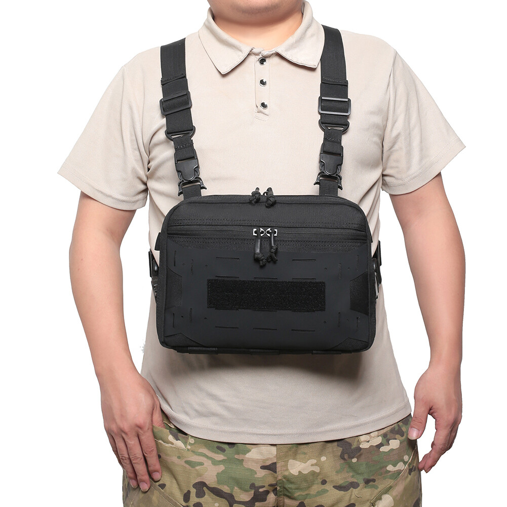 Tactical Chest Vest Bag Backpack Molle EDC Front Rig Pouch Hiking Fishing Pack