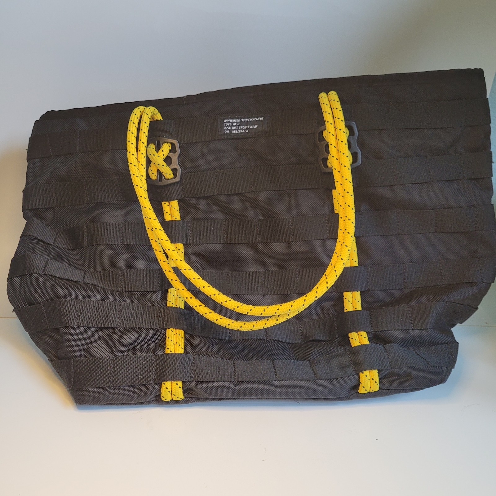 Nike AF-1 Tote Bag Black Yellow Rope Handles Spacious Winterized See Descript