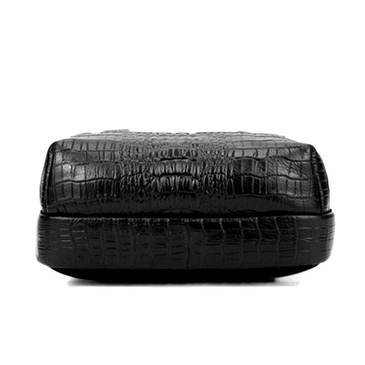 Genuine Leather Sling Backpack Black Men’s Crossbody Chest Bag Crocodile Pattern