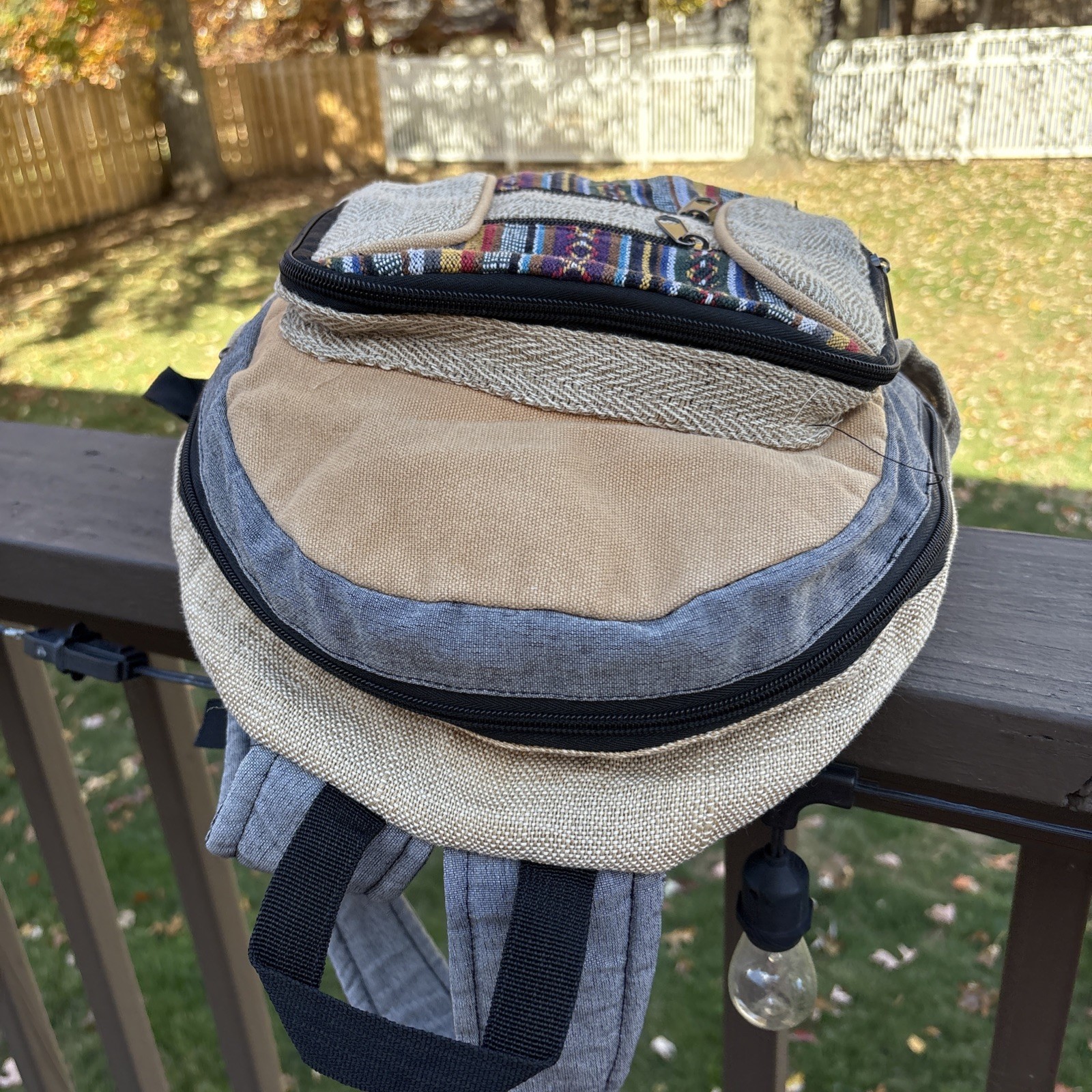 Himalayan Hemp Backpack Travel Handmade Hippie Hemp School Bag Multicoloured