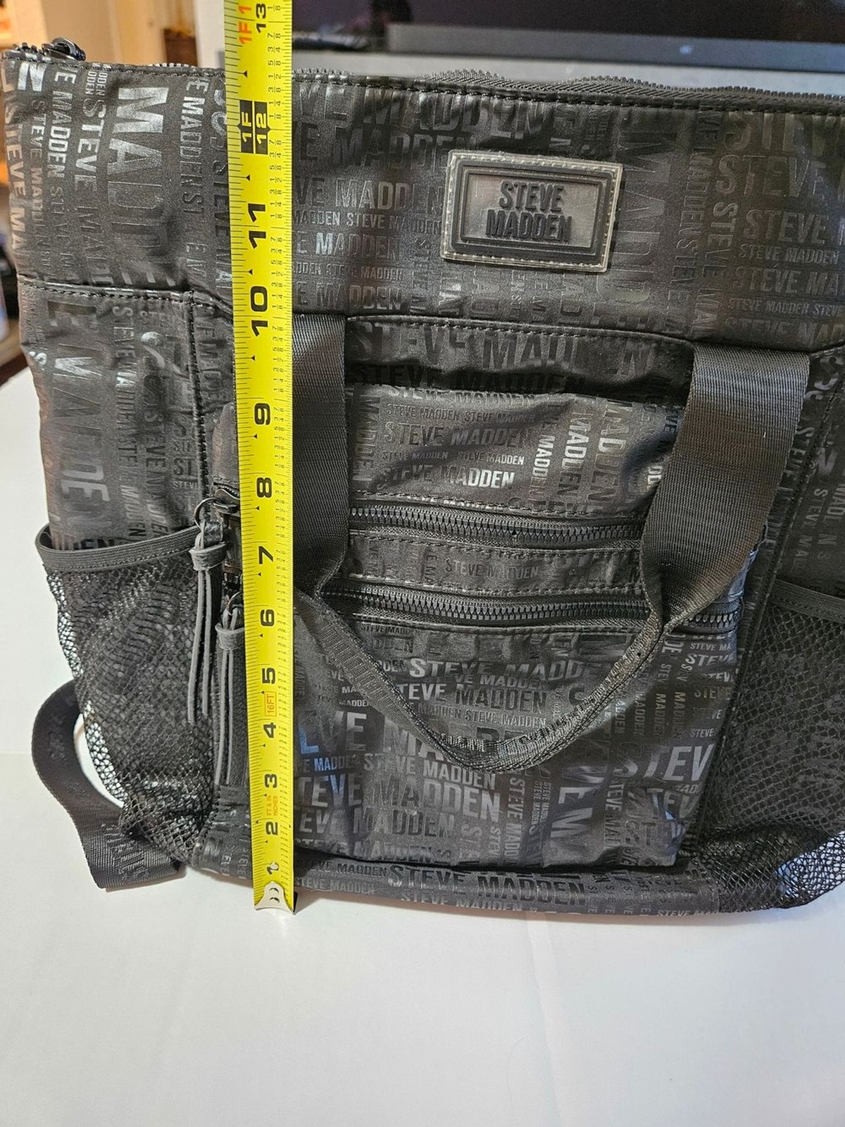 Steve Madden Black Logo-Print Backpack Padded Straps