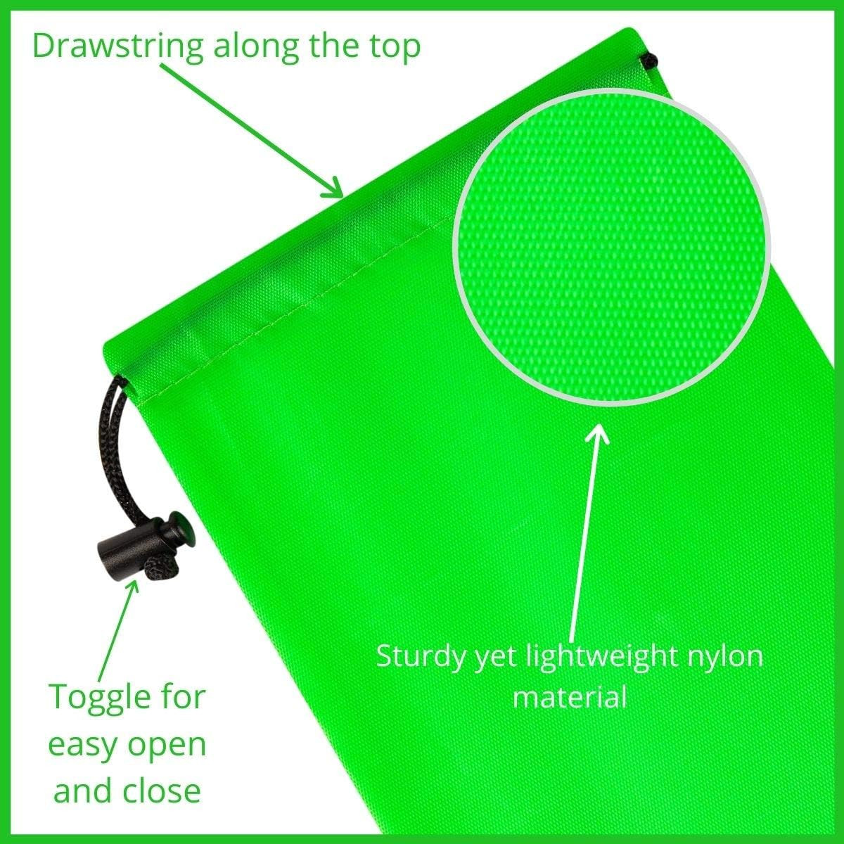 Drawstring Bag – Nylon Cinch and Ditty Stuff Pouch with Toggle (8 x 11-12 pack,