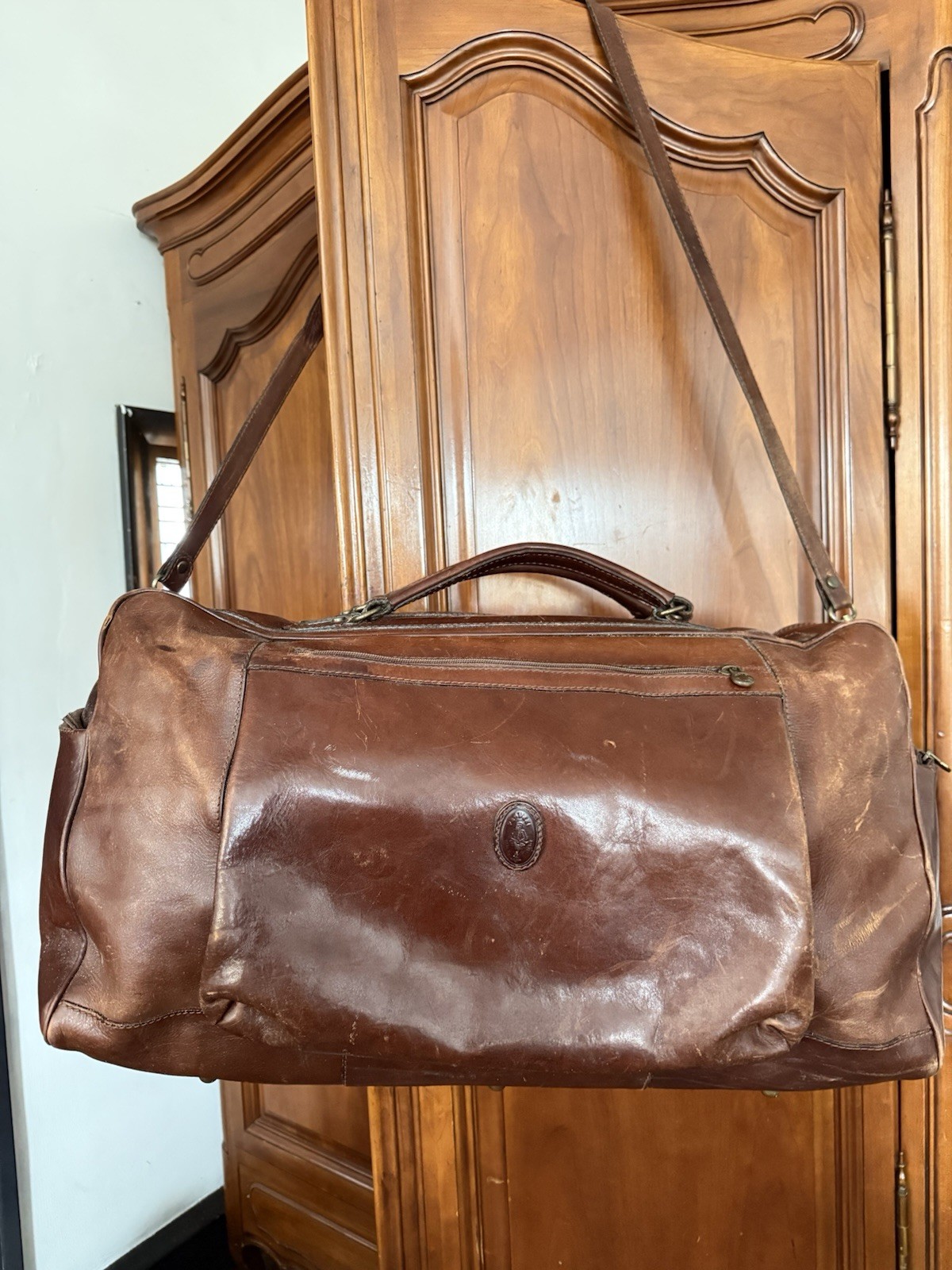 Peruzzi Firenze Italian Leather Weekender Bag Rich Brown luggage duffle