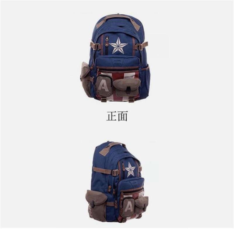 Marvel Captain America Backpack Avengers Zipper Shoulder Bag Schoolbag Rucksack