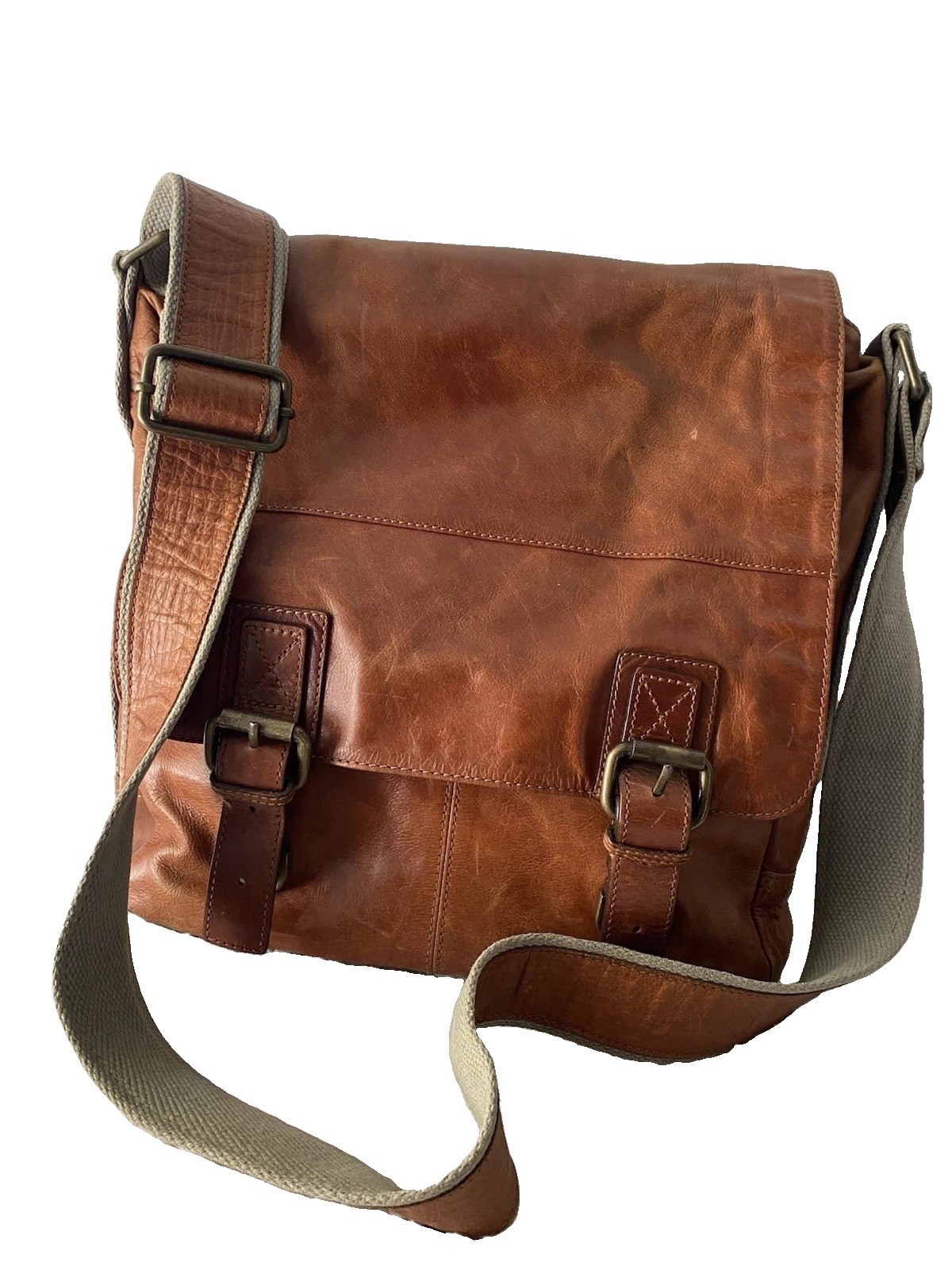 Fossil Vintage Leather Messenger Shoulder Crossbody Bag Brown Distressed