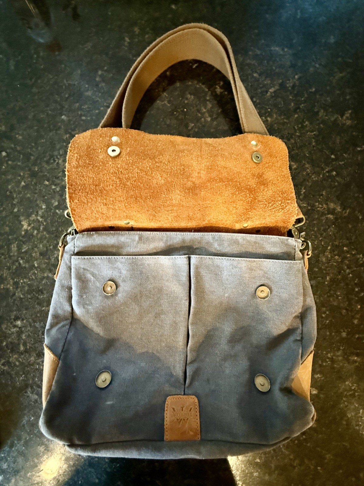 WOWBOX Brown Messenger Bag Adjustable Strap Magnetic Zip Inner Outer Pockets
