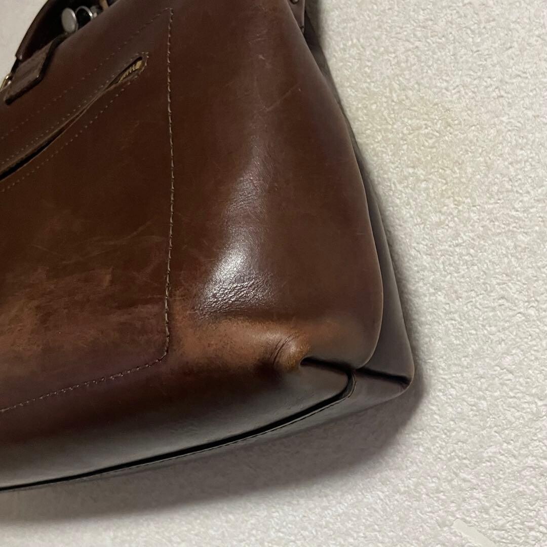 HERZ Leather Soft Dulles Bag 2WAY Brown Men’s Business Briefcase Shoulder Bag