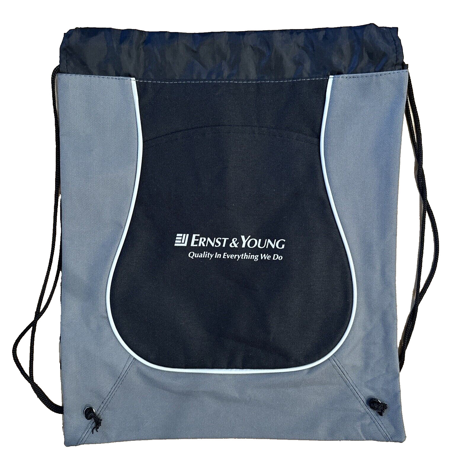 Ernst & Young EY drawstring backpack zip pocket gray black logo Leeds Brand NEW