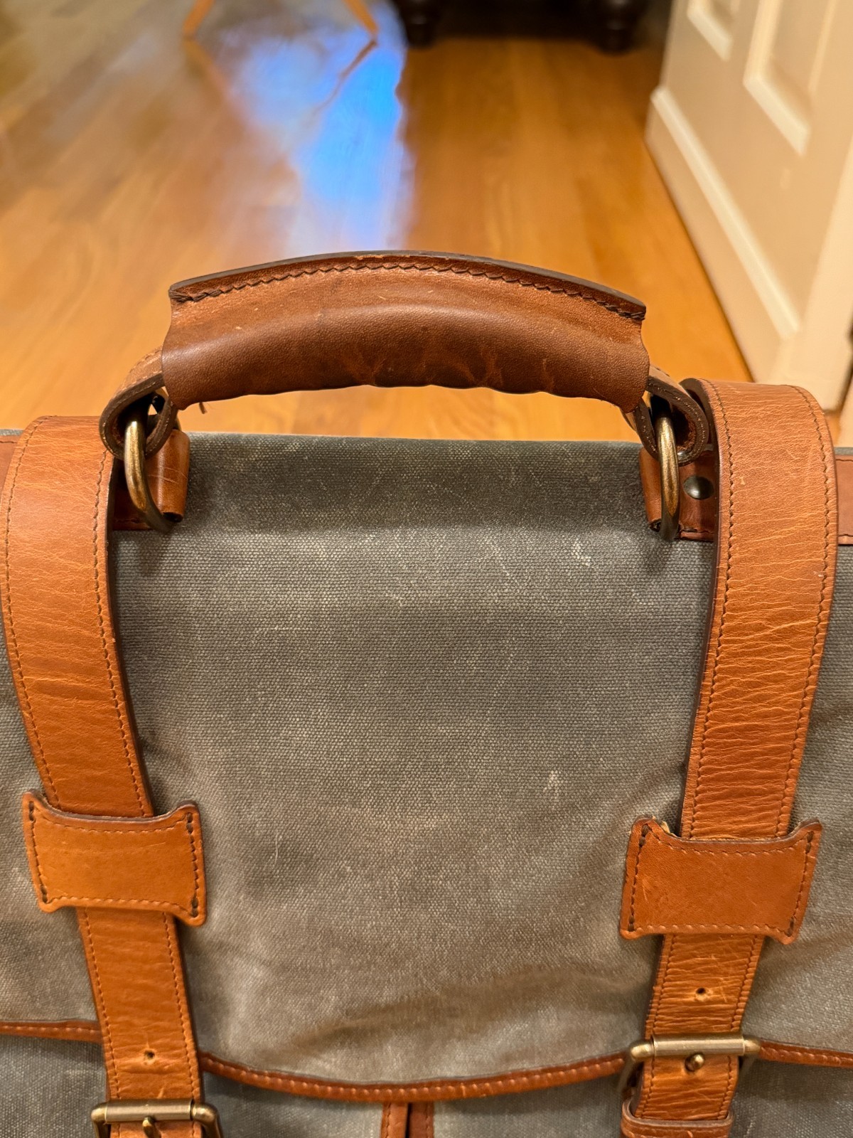 Korchmar Garfield Waxed Canvas Briefcase Bag Grey